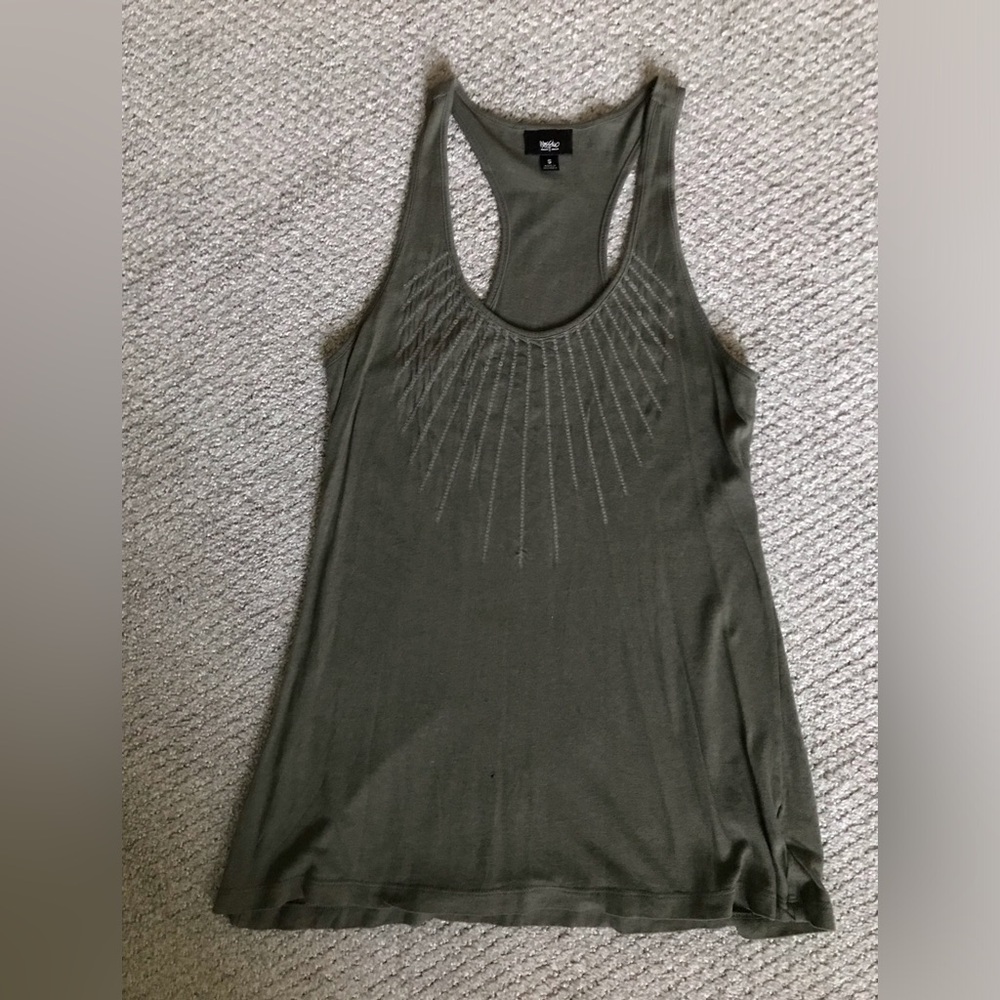 5/$15 Army Green Sparkly Scoop Neck Razorback Tank